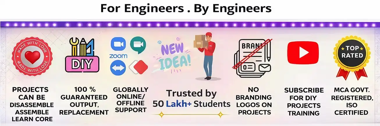 For Engineers By Engineers banner showcasing DIY engineering projects, IoT support, global training, and trusted by 50 lakh students