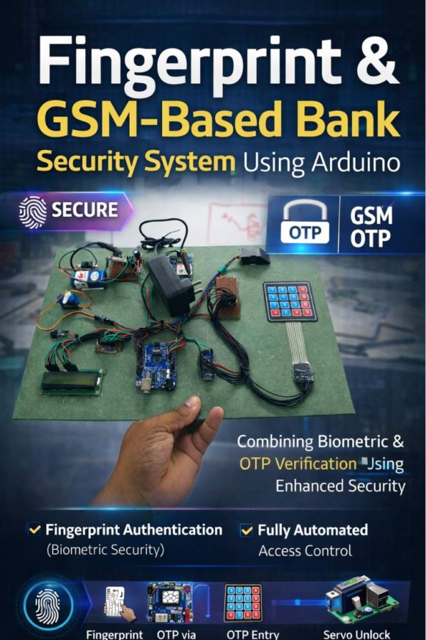 Arduino based bank security system with fingerprint authentication and GSM OTP verification setup