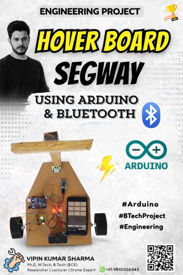 bluetooth controlled hoverboard using arduino, arduino segway project poster,