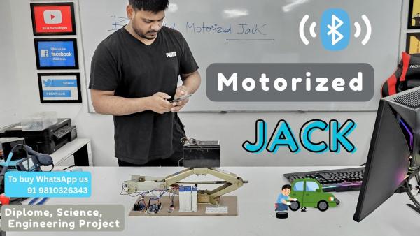 Bluetooth automation Arduino project, remote controlled car with lifting jack, Arduino L293D robotic jack vehicle, final year embedded car project, Arduino controlled scissor lift, Bluetooth jack control vehicle, engineering project on vehicle lifting system, jack operated car project Arduino, wireless car lifting demo, jack car automation with Arduino, Arduino mechanical project with jack, automated lifting car system for exhibitions, Arduino Bluetooth mechanical innovation, Arduino project for automotive lifting, wireless remote jack control Arduino, ECE major project on Arduino car, scissor jack with motor control Arduino, Bluetooth robotics Arduino project.