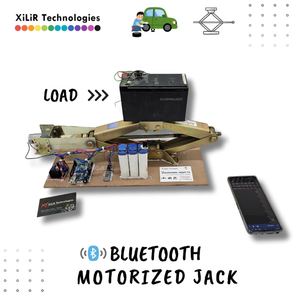 Arduino Bluetooth screw jack, screw jack mechanism Arduino project, Bluetooth controlled car lifting jack, Arduino mechanical automation project, wireless screw lift system,