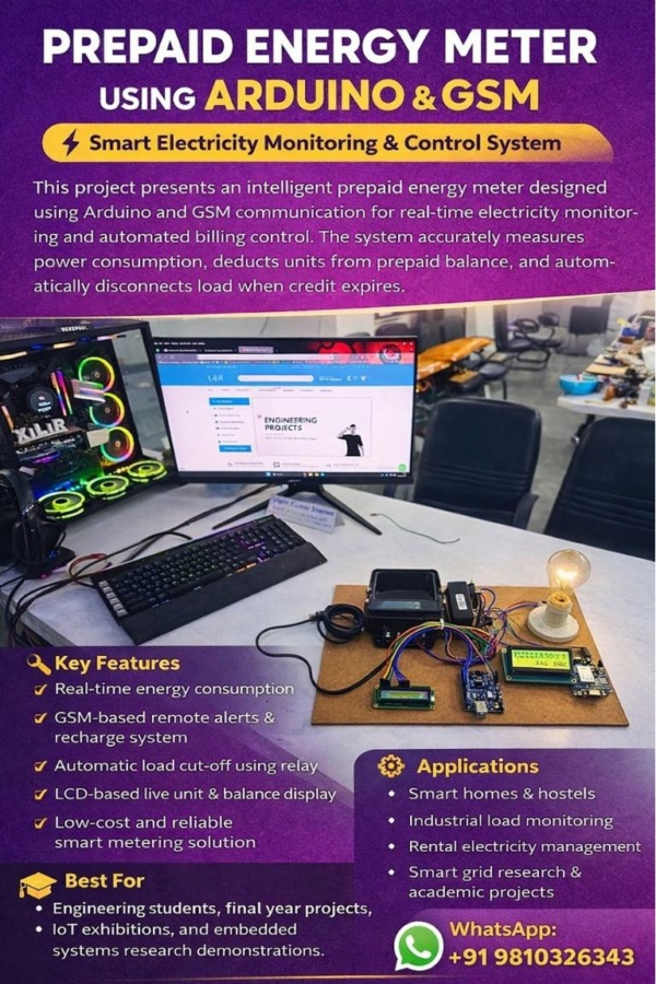 Arduino GSM Prepaid Energy Meter Working Model with Real-Time Monitoring