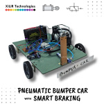 pneumatic bumper car project, air powered braking system, intelligent braking system car project, pneumatic car crash prevention, bumper car with safety system,