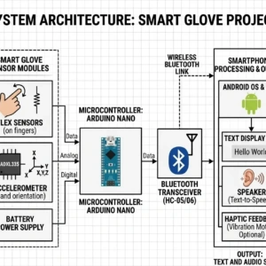Smart glove for dumb and deaf people translating hand sign language into text using Arduino and sensors.