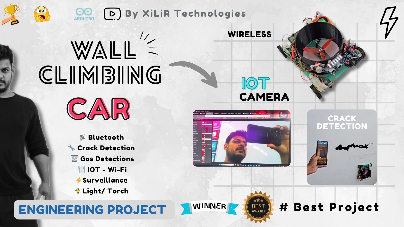 final year robotics project, autonomous wall climbing car, innovative robotics project, wall climbing car with sensors, college level robot project, diy wall climbing robot, best engineering project idea