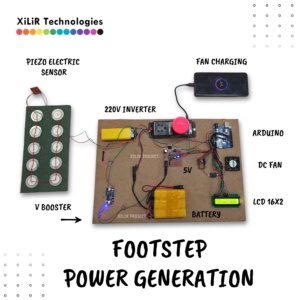 Foot Step Power Generation using Arduino for phone charging, DC fan operation, and inverter output