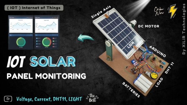 IoT Based Single Axis Solar Panel Tracking and Monitoring System using Arduino UNO with LDR sensors, DC motor, DHT11 and ThingSpeak cloud integration.