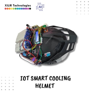 Smart Cooling Helmet project with Arduino, Peltier module, temperature sensors, and fans for rider comfort and energy-efficient cooling