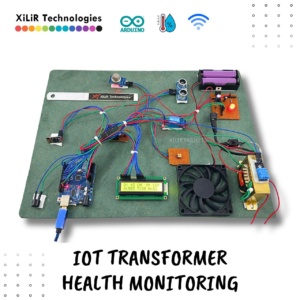 IoT Transformer Health Monitoring system using Arduino, ultrasonic oil level sensor, MQ135 gas sensor, DHT11, voltage sensor, Wi-Fi module and LCD display.
