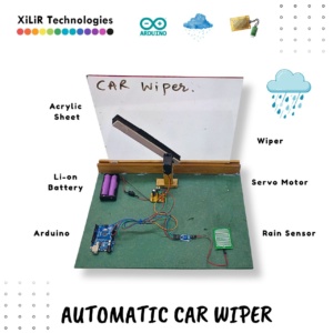 Automatic rain sensing car wiper system using Arduino Uno, rain sensor module and servo motor prototype setup