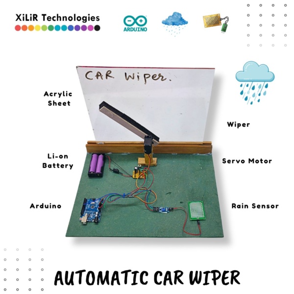 new Automatic Car Wiper best project Automatic rain sensing car wiper system using Arduino Uno, rain sensor module and servo motor prototype setup