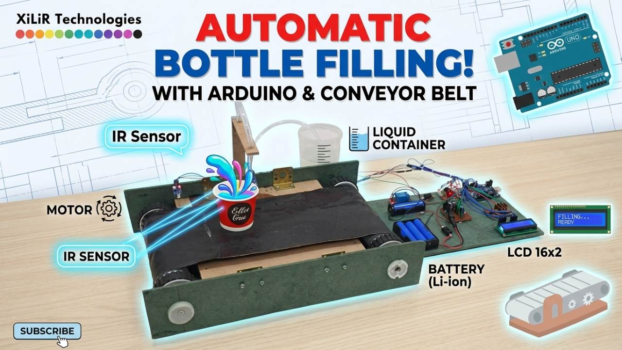 Arduino Automatic Liquid Filling Machine Project with Conveyor Belt