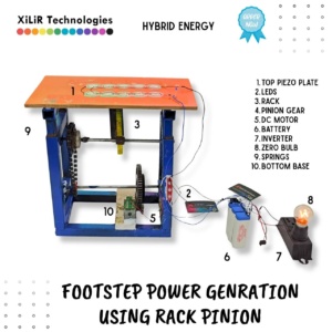 Hybrid footstep power generation system using rack and pinion and piezoelectric sensors for energy harvesting