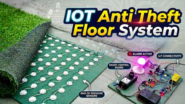 IoT self powered anti theft floor mat using piezoelectric sensors and Arduino for energy harvesting and intrusion detection. Generates electricity from footsteps and provides smart security alerts.