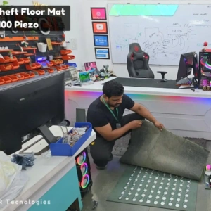Piezoelectric sensor based smart floor mat that generates electricity from footsteps and detects intrusion using Arduino IoT system.