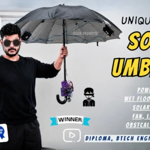 Smart Hybrid Umbrella with Blind Stick | Solar Powered Safety Umbrella
