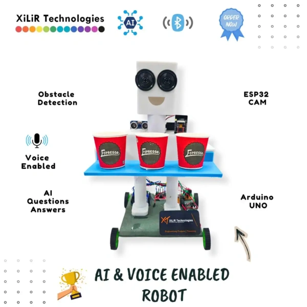 Voice Controlled Smart Waiter Robot Using Arduino and AI Thinker VC-02 chip new AI Voice Controlled Robot project using Arduino with ultrasonic sensor