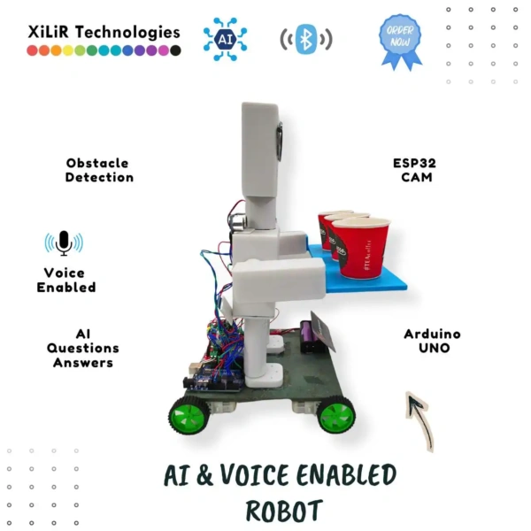 AI Voice Controlled Robot project using Arduino with ultrasonic sensor