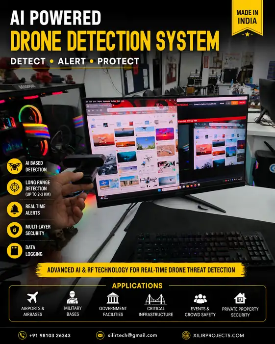 AI Powered Drone Detection System using NVIDIA Jetson Orin Nano with RF detection, real-time drone tracking, AI computer vision, and live monitoring dashboard by XiLiR Technologies.
